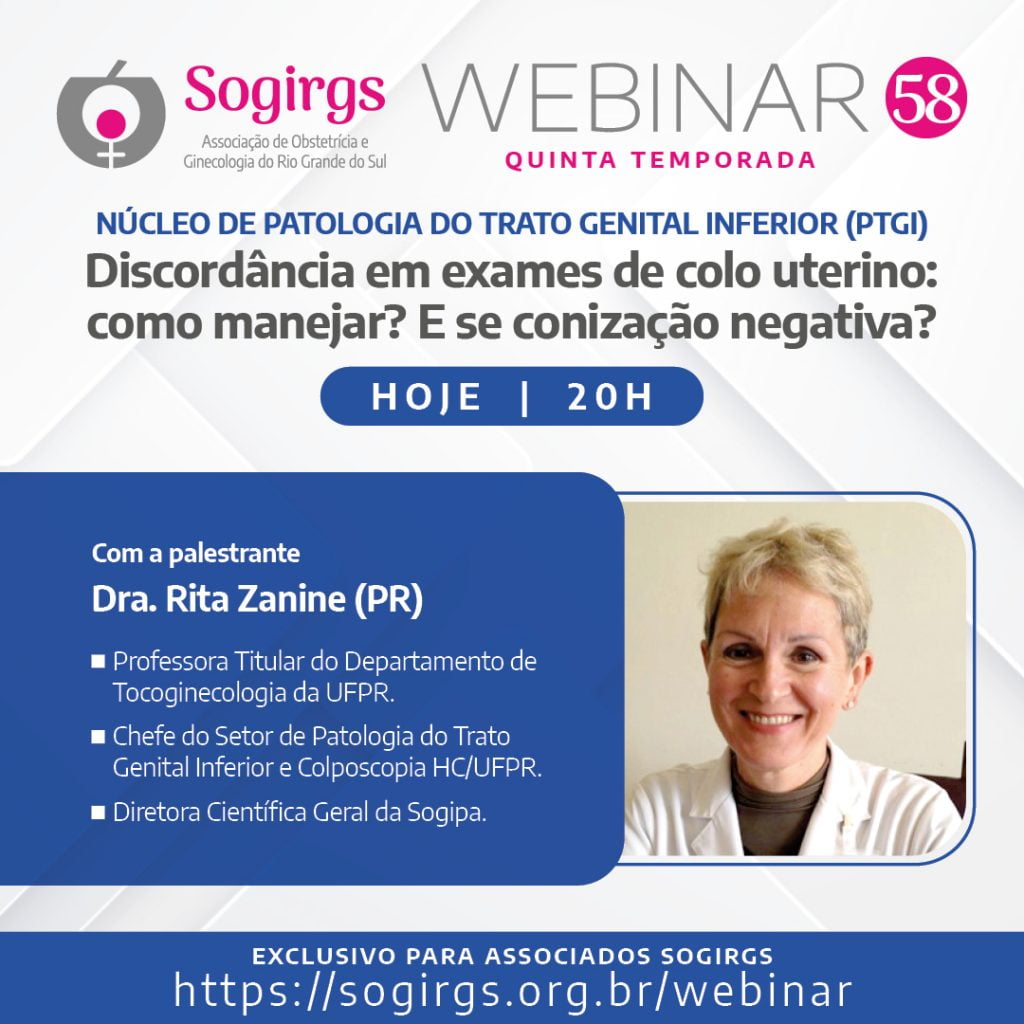 É daqui a pouco às 20h o webinar promovido pelo Núcleo de Patologia